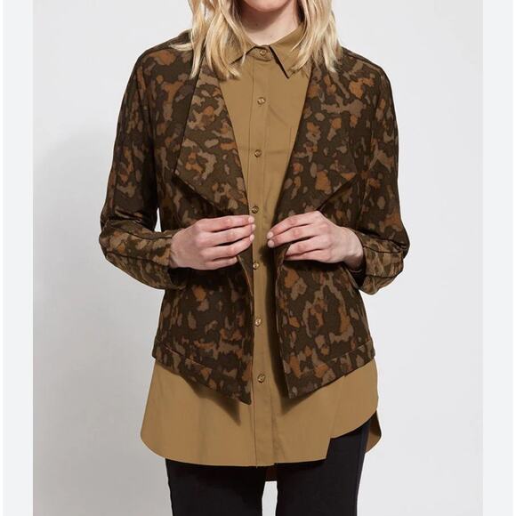 Lysse Sophia Cropped Camouflage Crepe Knit Jacket Lined Green Camo XS NWT - Picture 2 of 13